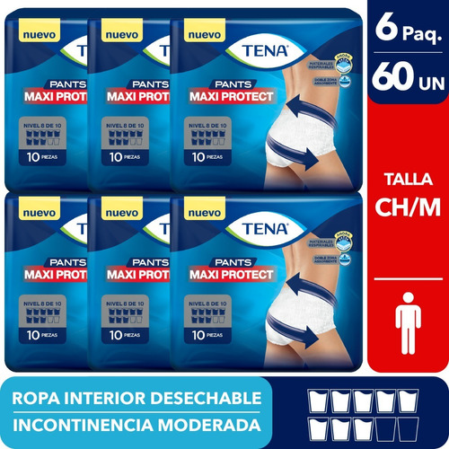 Tena Pants Maxiprotect 6 Paquetes De 10 Unidades C/u