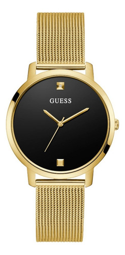 Reloj De Mujer Marca Guess Ladies Color De La Correa Dorado Color Del Bisel Negro Color Del Fondo Dorado