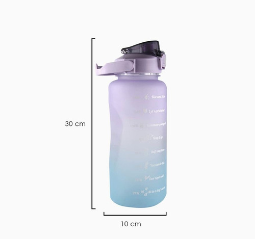 Botella Para Agua Deportiva 2 Litros Motivacional Multicolor