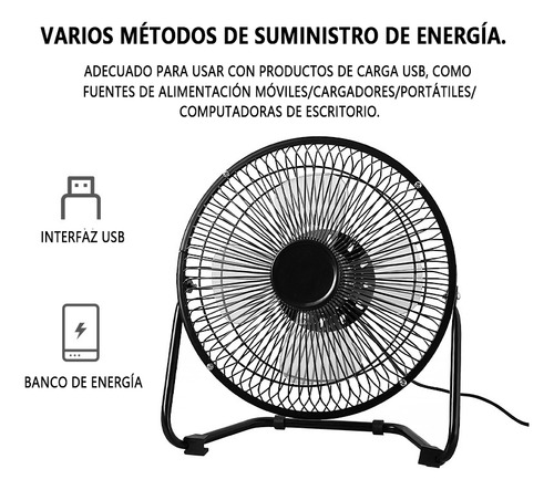 Ventilador Portátil Usb 8 De Metal Para Mesa Y Escritorio