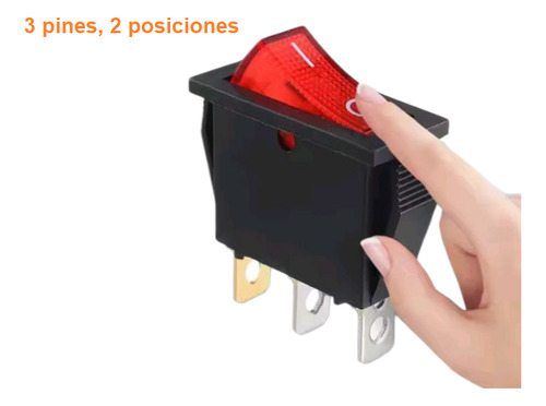 Boton Rectangular C/luz 3 Pines Encendido Apagado 2 Piezas