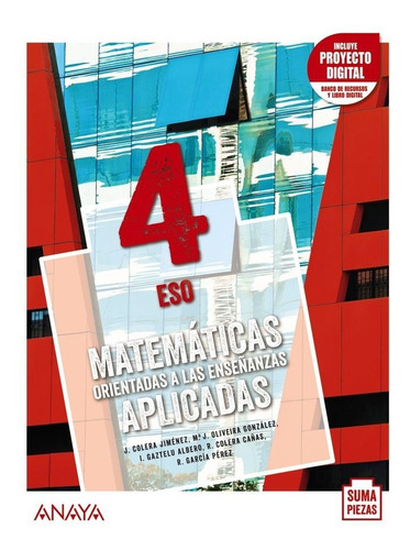 Libro Eso 4 Matematicas Orientadas A Las Enseã¿anzas Apli...