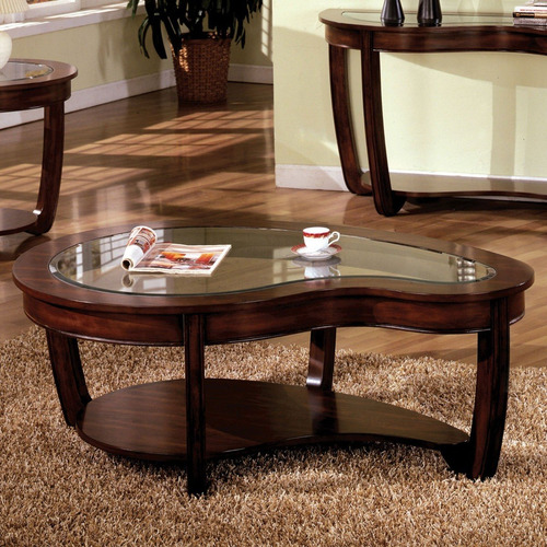 Imagen 3 de 3 de Mesa De Centro Madera Y Cristal Elegante Y Contemporánea
