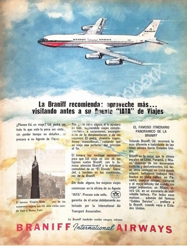 Cartel Retro Aerolineas Braniff 1962 /578 Raro