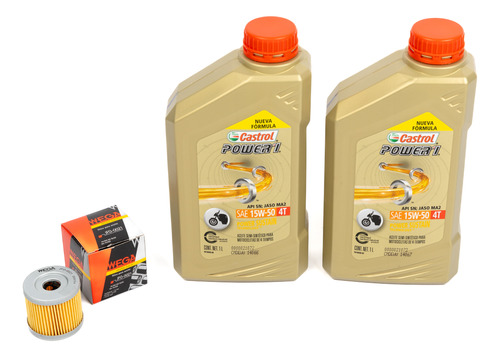 Kit Service Filtro Aceite + Power1 15w50 Suzuki Gixxer 150