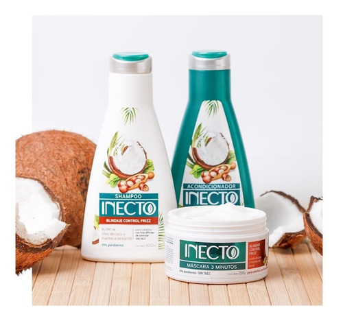 Set Shampoo Acondicionador Y Máscara Inecto Blindaje Control