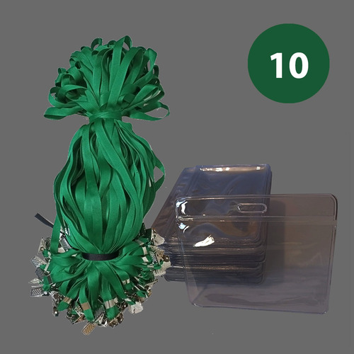 Imagem 1 de 5 de Lanyard Verde Com Porta Cracha Plástico Horizontal 10 Pçs