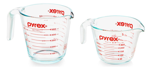 Pyrex Juego De 2 Tazas Medidoras De Vidrio, Incluye 1 Taza