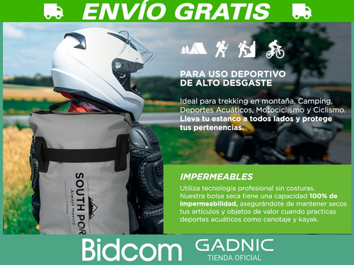 Imagen 3 de 10 de Bolso Estanco Impermeable Moto 45 Litros Deportes Acuaticos
