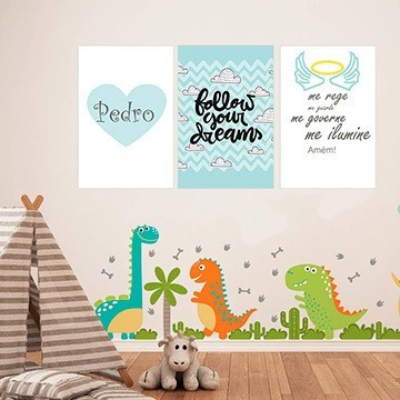 Quadro Decorativo Em Acrílico Arte Pedro Kit Com 3 Quadros