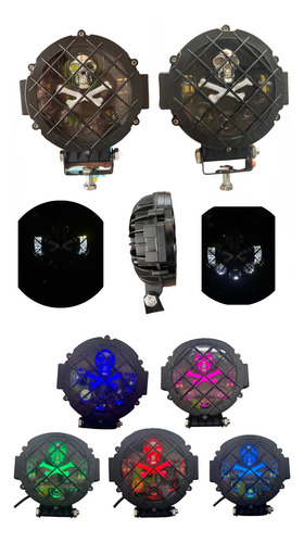 Par Faros Led 7lupas Alta/baja Con Rgb 10 Colores 4x4 H4