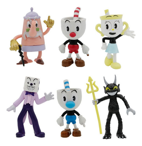 6pcs Cuphead Mugman Acción Figura Modelo Juguete Regalo A