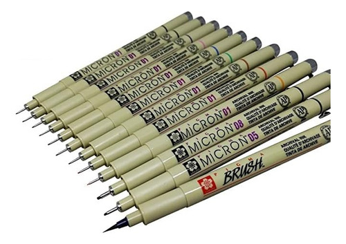 Sakura Pigma Micron 12 Fineliner Pincel Tinta Archivo Juego