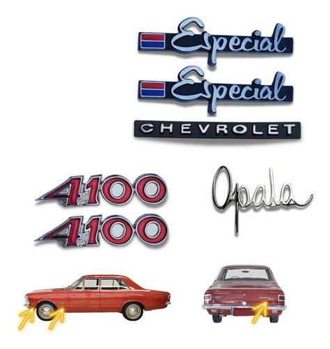  Emblemas Plaquetas Chevrolet Opala Especial 4100 72 73 74