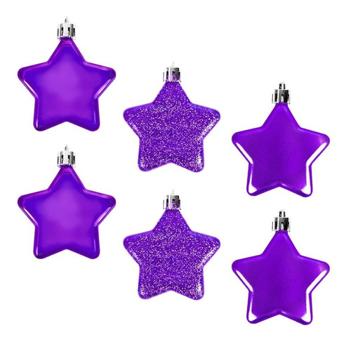 12 Esferas Navideñas En Forma De Estrella Diferentes Colores