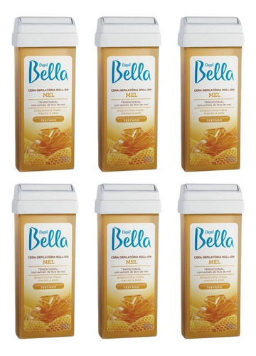 Depilatorio Depil Bella Roll-on Mel 100g - Kit Com 6un