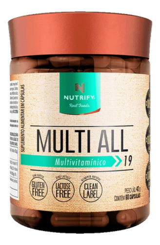 Multi All 60 Cápsulas Nutrify - Suplemento Multivitamínico Sabor Sem sabor