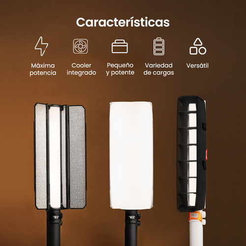 Vara Luminosa Luz Led Zhiyun Fiveray V60 Profesional Camara Estructura Negro Luz Blanco Neutro