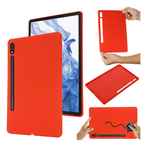 Funda De Tableta De Silicona (roja) Para Galaxy Tab S9 Ultra