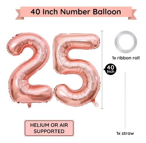 ''globo Números 40 Pulgadas Para Fiesta De 25 Aniversario''
