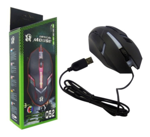 Mouse Gamer Con Luz Led Cambia Color Cable Usb Modelo Q52