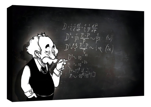 Cuadro Decorativo Canvas Albert Einstein Caricatura 3 Color Natural Armazón Natural
