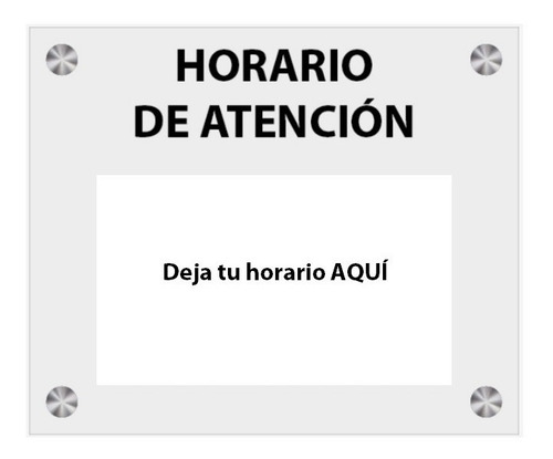 Letrero Horario De Atención 30x25cm (solo Texto, Sin Logo)