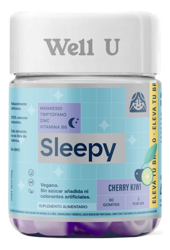 Pack X 2 Gomitas Magnesio Sleepy Veganas 60un Well U