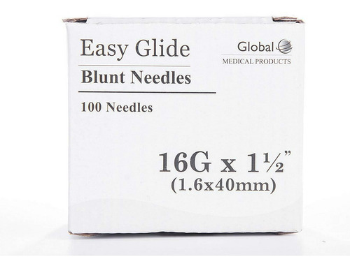 Global Medical Aguja  Punta Roma 16 Ga X 1 1/2  Tip 500 Pcs