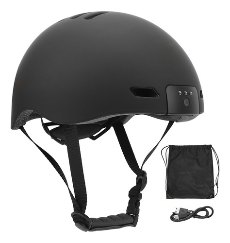 Casco De Bicicleta Inteligente Negro Negro V6 Wifi Hd Con Cá