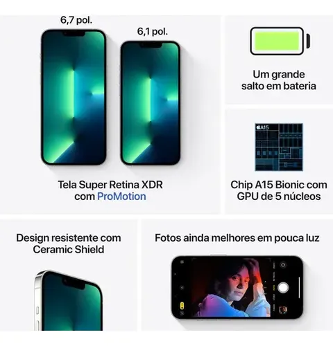Apple iPhone 13 Pro (128 GB) - Prata (Novo com caixa aberta