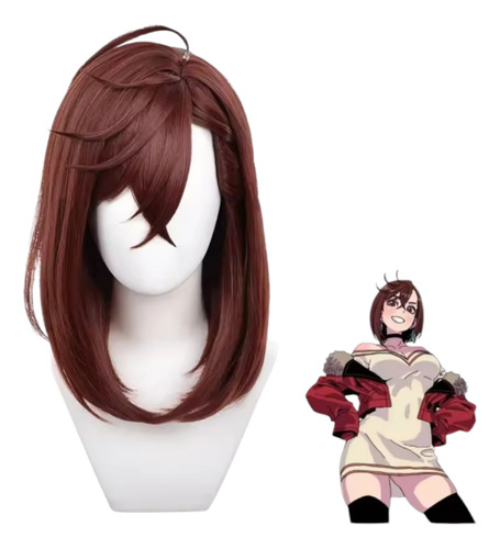 Peluca Momo Ayase Dandadan Cosplay Castaña
