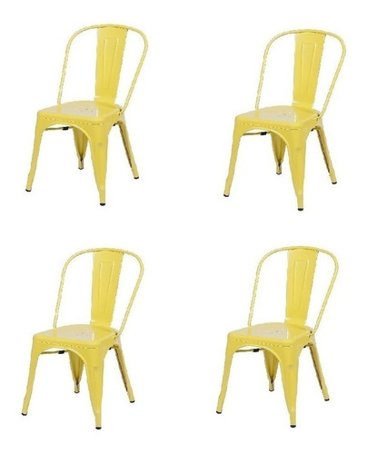 Cadeira de jantar BoxBit Tolix, estrutura de cor  amarelo, 4 unidades