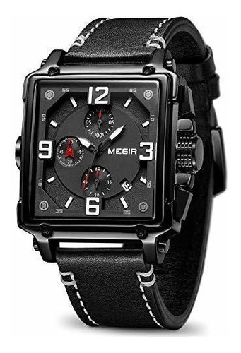 Reloj Cronógrafo Militar Megir Con Correa De Cuero - Ml2061g