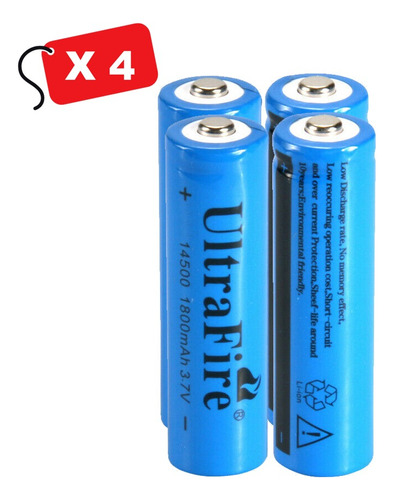 2 Baterias Pila Recargable 14500 1800mah 3.7v Ultrafire