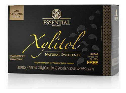 Kit 3 Xylitol Adoçante Natural Sachê Essential Nutrition