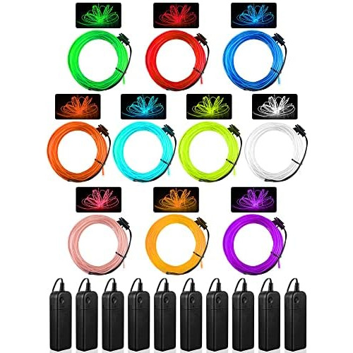 10 Paquetes De Luces De Neón Led Alimentadas Por Cable...