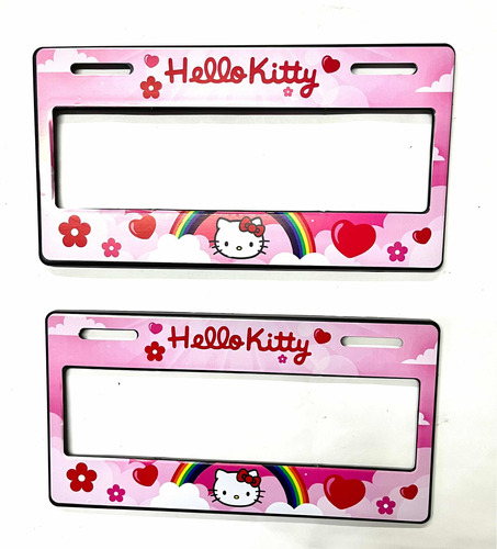 Par Porta Placas Autos Hello Kitty Premium