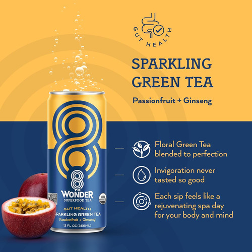 8th Wonder Sparkling Superfood Té Verde Con Jugo De Fruta Re