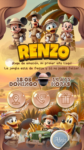 Invitación Digital Interactiva Mickey Safari