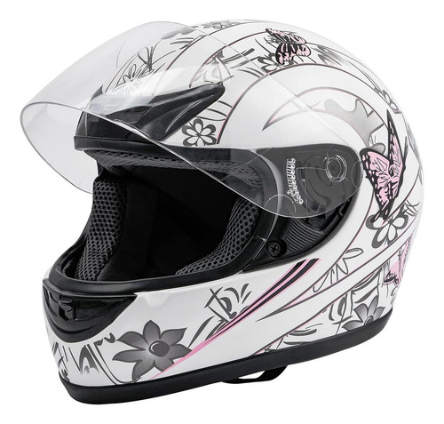 Casco Tcmt Integral Mariposa Rosa Con Visera Solar