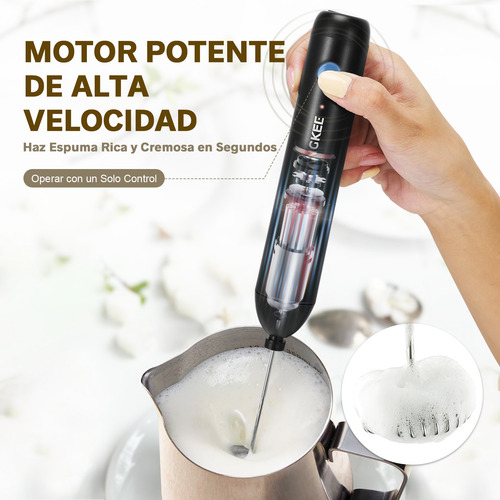 Espumador De Leche Mano Recargable Con 2 Batidores Y Soporte
