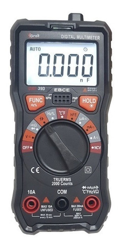 Imagen 1 de 3 de Tester Multimetro Gralf Premium Gmf-39d Compacto Autorrango