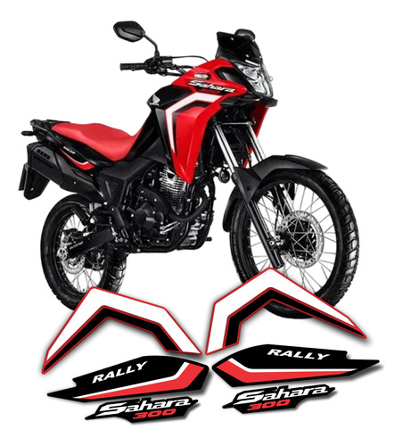 Kit Faixas Adesivos Emblemas Sahara 300 2024 Moto Vermelha