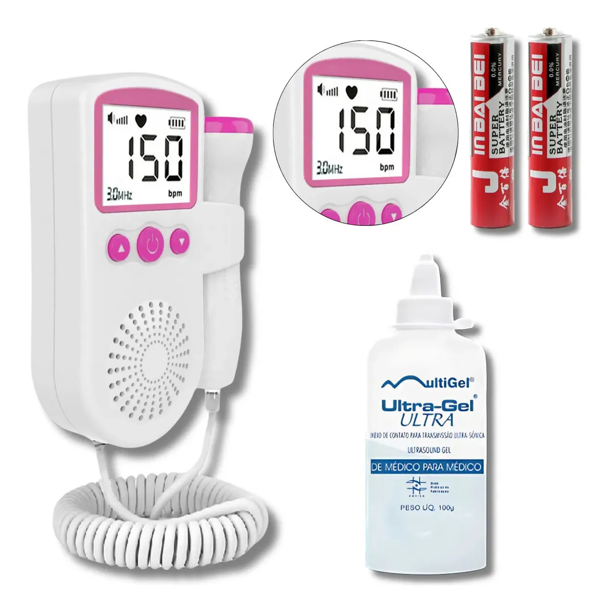 Fetal Doppler Ultrassom Rosa Ouvir Batimentos Bebe