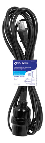 Portalampara Con Cable 4 M Voltech 47142 Negro
