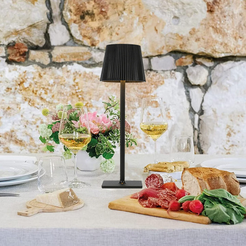 Lámpara De Mesa Inalámbrica, Pantalla Plisada, Led Recargabl