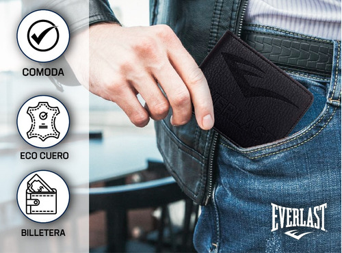 Imagen 5 de 10 de Billetera Hombre Everlast Orginial Eco Cuero Tarjetas Diseño