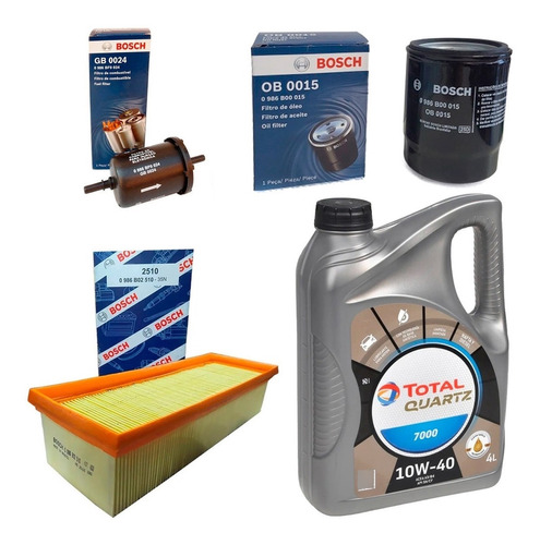 Kit Filtros Bosch Y Aceite Total 10w40 Fiat Mobi Way 1.0 8v 