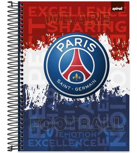  Spiral Paris Saint-Germain PSG 2372863 320 folhas  pautadas 20 assuntos unidade x 1 27.5cm x 20cm